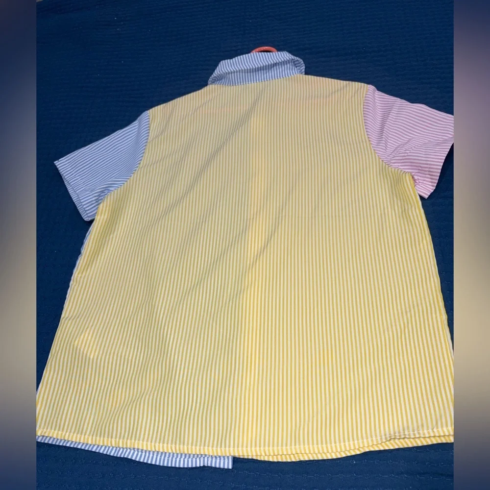 SHEIN Boys Striped Colorblock Button-Up Shirt size 9Y GOOD CONDITION